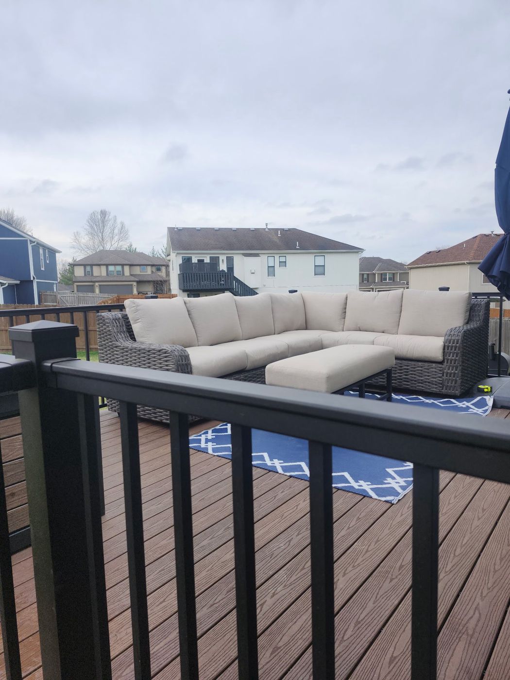 Black aluminum rails on the Peculiar deck