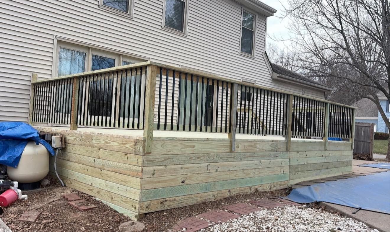 Pressure-treated deck from the side